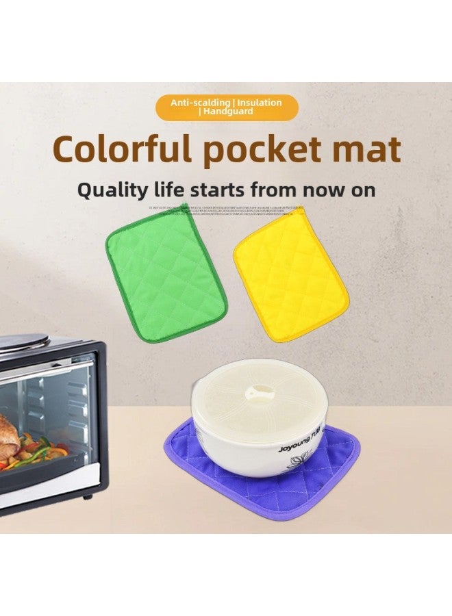Color Towel Cloth With Pocket Mat Insulation Mat Polyester Placemat Square Coaster Kitchen Table Anti-scald Pot Mat-Color:Gray - Image 2