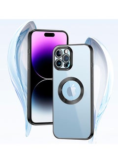 COBLUE Luxury Clear Plating Soft Case Cover With MagSafe Wireless Charging Function For Apple iPhone 14 Pro Black  - Image 2