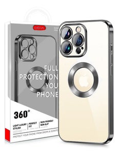 COBLUE Luxury Clear Plating Soft Case Cover With MagSafe Wireless Charging Function For Apple iPhone 14 Pro Black  - Image 1