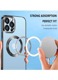 COBLUE Luxury Clear Plating Soft Case Cover With MagSafe Wireless Charging Function For Apple iPhone 14 Pro Black  - Image 4