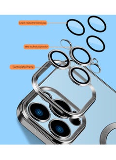 COBLUE Luxury Clear Plating Soft Case Cover With MagSafe Wireless Charging Function For Apple iPhone 14 Pro Black  - Image 3