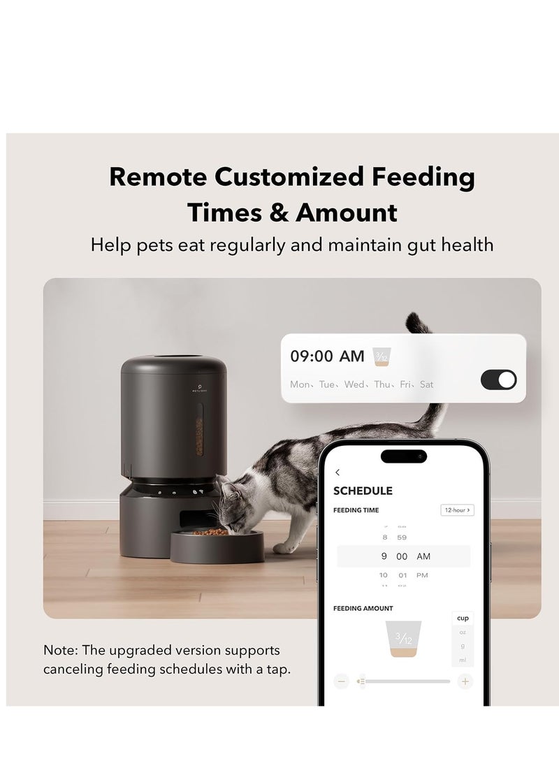 PETLIBRO - PETLIBRO Automatic Cat Feeder,5G WiFi Automatic Dog Feeder,Freshness,5L Timer Cat Feeder,Low Food Sensor,Up to 10 Meals Per Day,Pellet Pet Feeder for Cats/Dogs   BLACK - Image 1