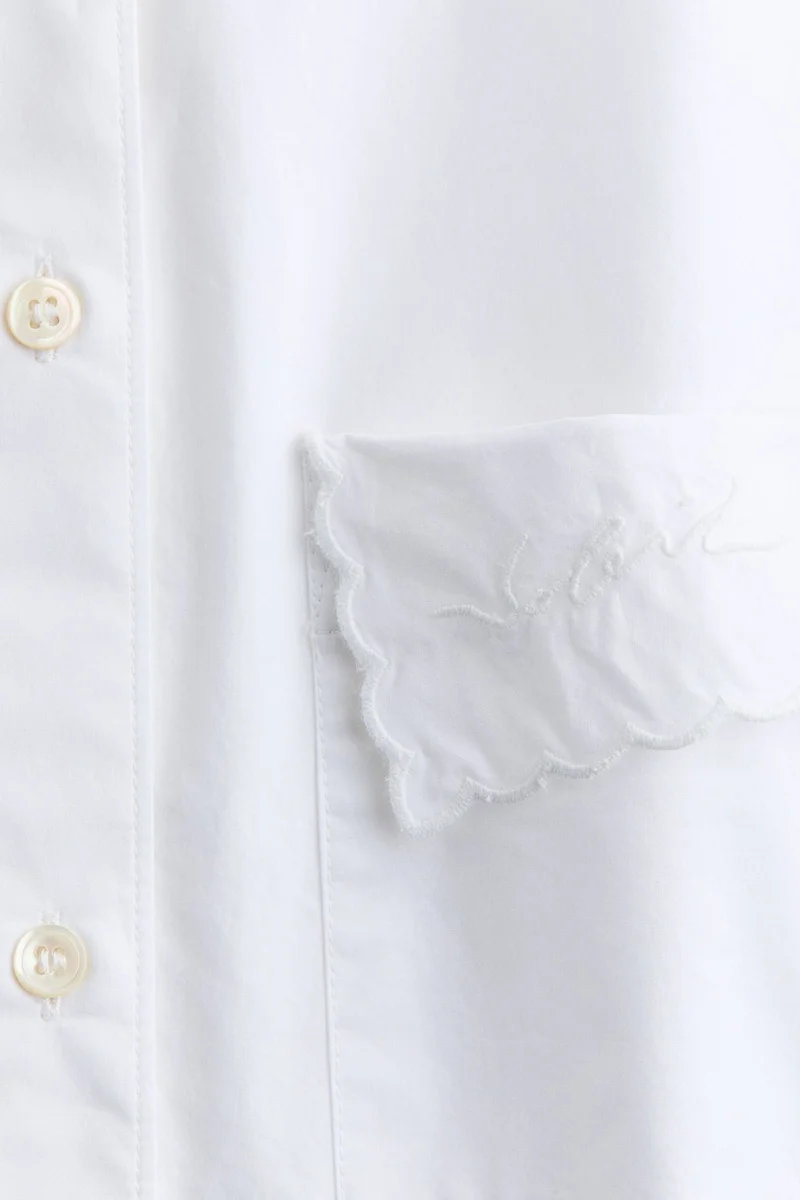 H&M Ruched-sleeve poplin shirt