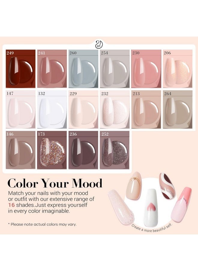 AZUREBEAUTY 130 Pcs Dip Powder Nail Kit,16 Colors Nude Pink Shine Brown Gray Dip Powder Liquid Set With Professional Remover/Top/Base Coat/Activator For Nails Art Manicure Diy Salon Women  - Image 4