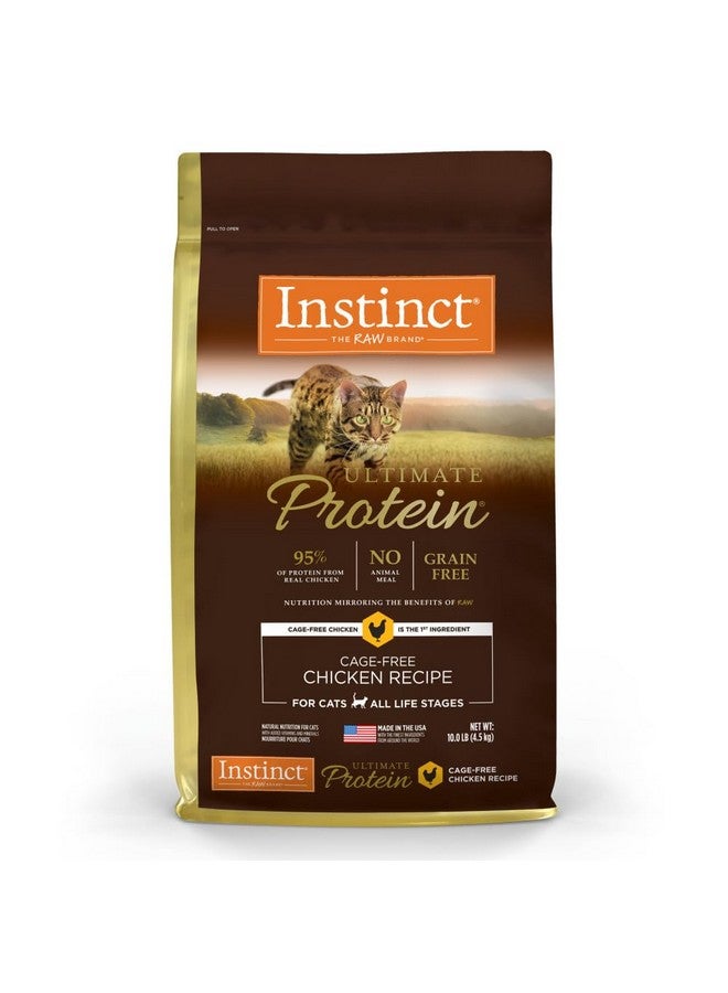غريزة طعام القطط الجاف الطبيعي Instinct Ultimate Protein Grain Free Cage Free Chicken Recipe، كيس 10 رطل - Image 1