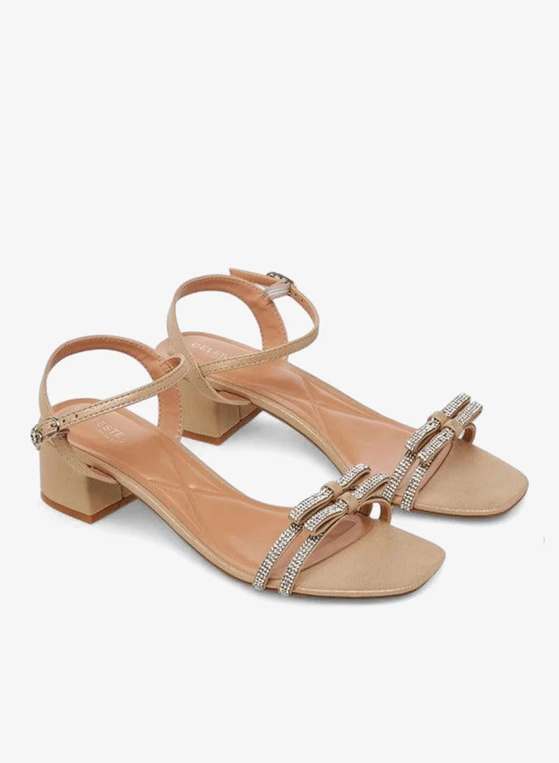 سيليست صنادل نسائية بكعب عريض مزينة بتشكيلة رمضان