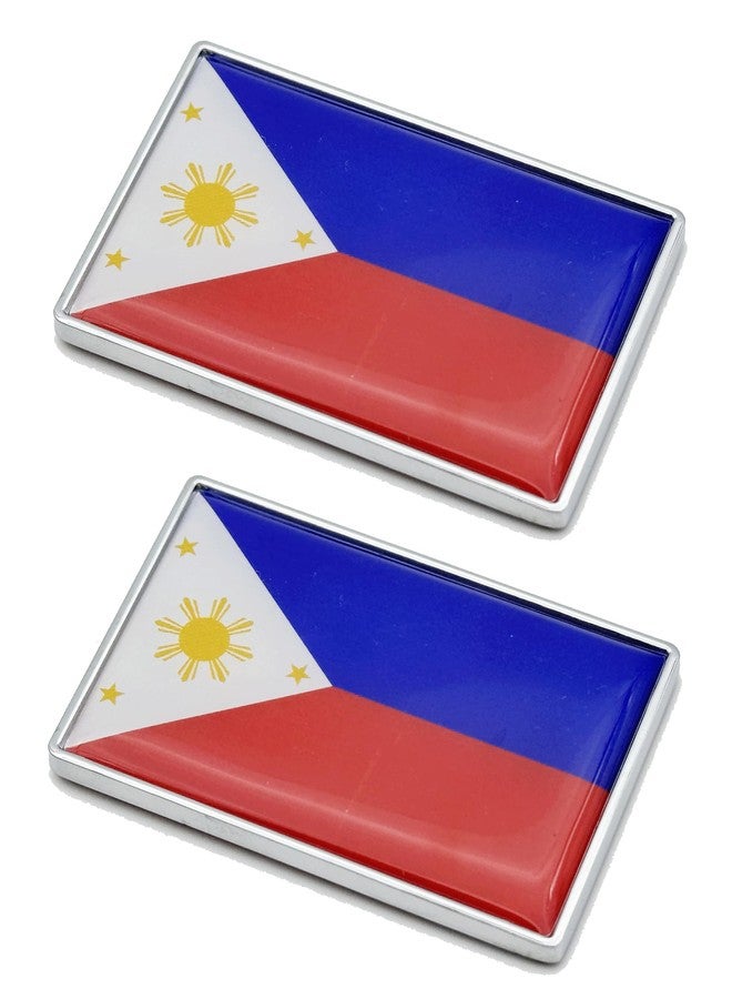 LLBFHH 2 Pcs Philippines Filipinos Flag Car Stickers Chrome Decals, 2.3 x 1.6 Inch Metal Truck Stickers, Patriotic Car Emblem. - Image 1