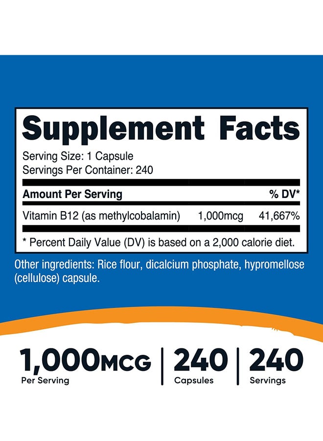 فيتامين ب12 ميثيل كوبالامين 1000 ميكروجرام 240 كبسولة - Image 2