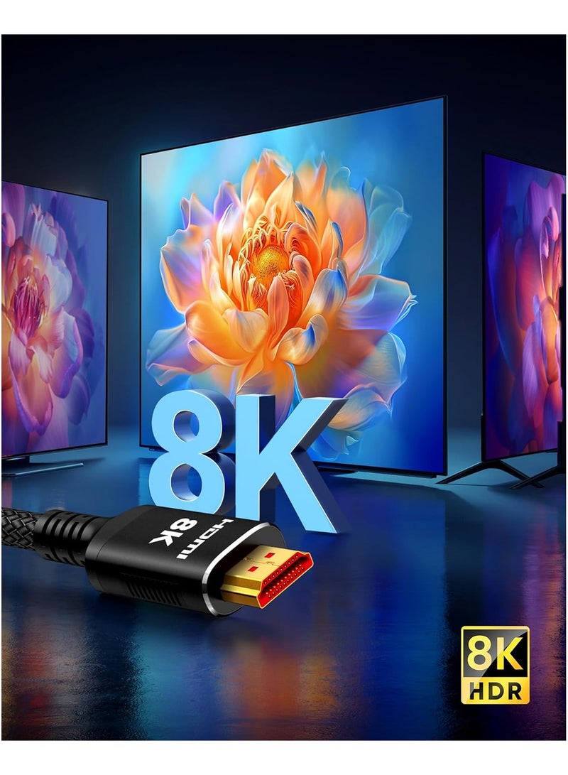 8K HDMI Fiber Optic Cable 20m (65ft) – Ultra High Speed 48Gbps, HDMI 2.1 Braided Cord, Supports 8K@60Hz, 4K@120Hz, 144Hz, HDR10, eARC, HDCP 2.2 & 2.3 - Image 2