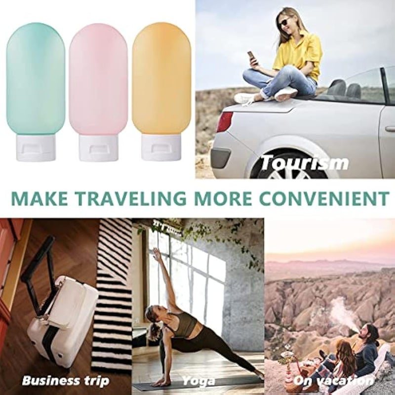 MAYCREATE 3 Pcs Travel Bottles Set, 60ML Travelling Bottles for Toiletries Kit Refillable Squeeze Container, Leak Proof Toiletry Bottles with Lids for Shampoo Lotion Body Wash, BPA-Free - Image 5
