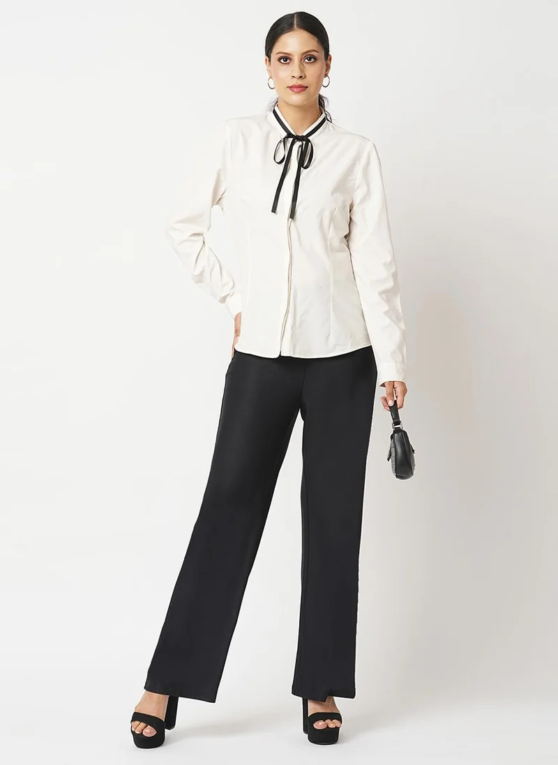 globus Globus Women Black Mid-Rise Stretchable Wide Flared Fit Treggings