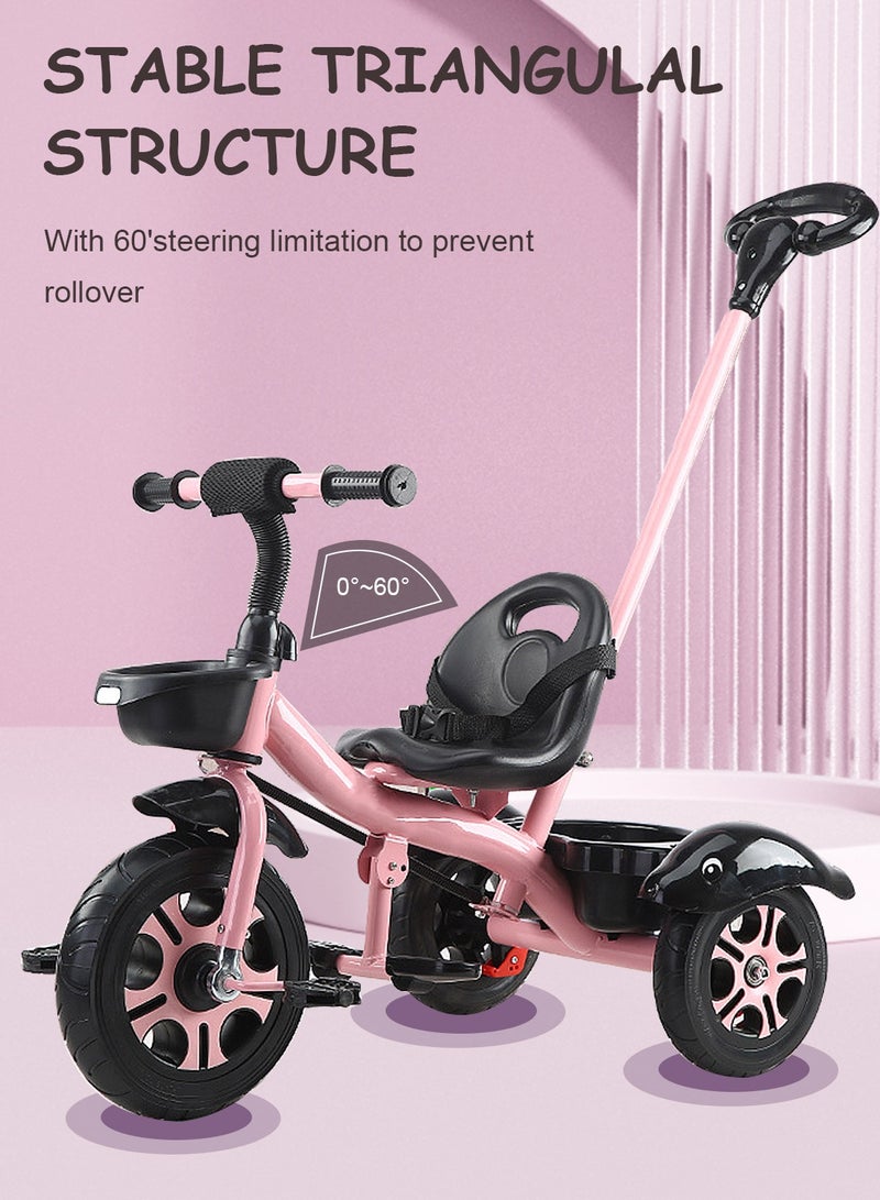 MaBaby Tricycles for Kids, with Storage Basket, Adjustable Seat and Parent Push Handle, Children Trike for 1-6 Years Boys and Girls, Balance Bike for Indoor Outdoor  - Image 2
