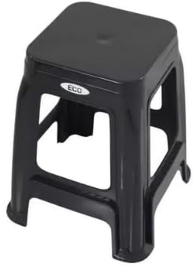 ECO Day To Day Plastic High Stool, Square Shape, 48cm Height (BLACK) - Image 1
