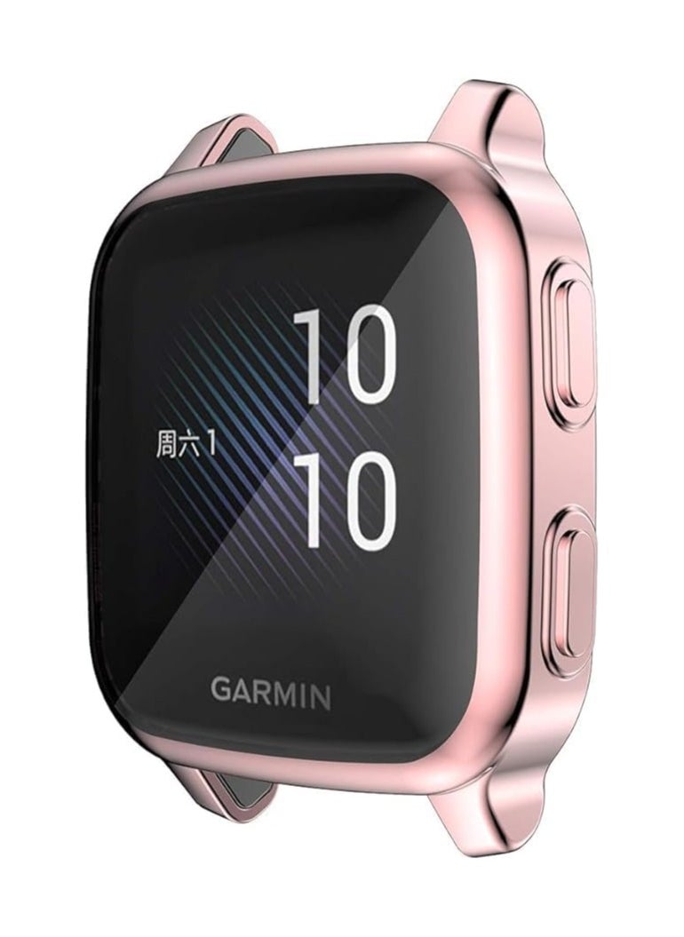 Compatible with Garmin VENO SQUARE MUSIC Waterproof Protective Case Soft TPU Plated All Around Scratch-Proof Screen Protector Cover for Garmin VENO SQUARE MUSIC (Pink)
