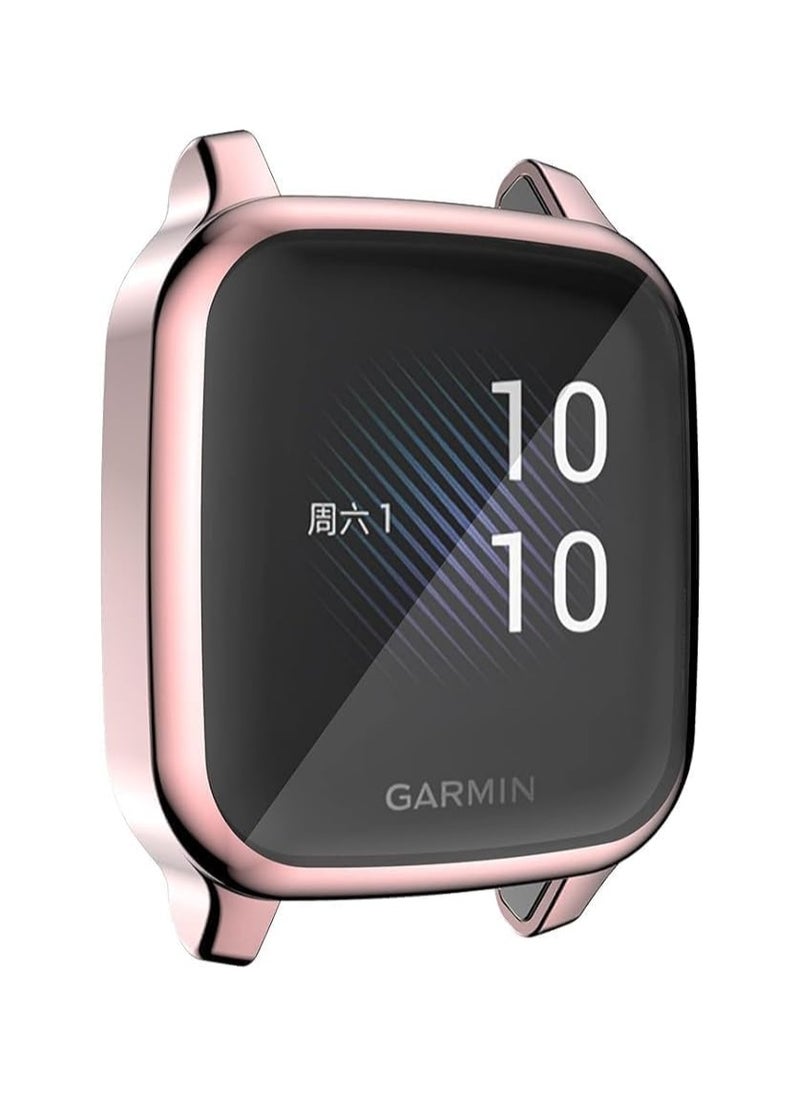 Compatible with Garmin VENO SQUARE MUSIC Waterproof Protective Case Soft TPU Plated All Around Scratch-Proof Screen Protector Cover for Garmin VENO SQUARE MUSIC (Pink)