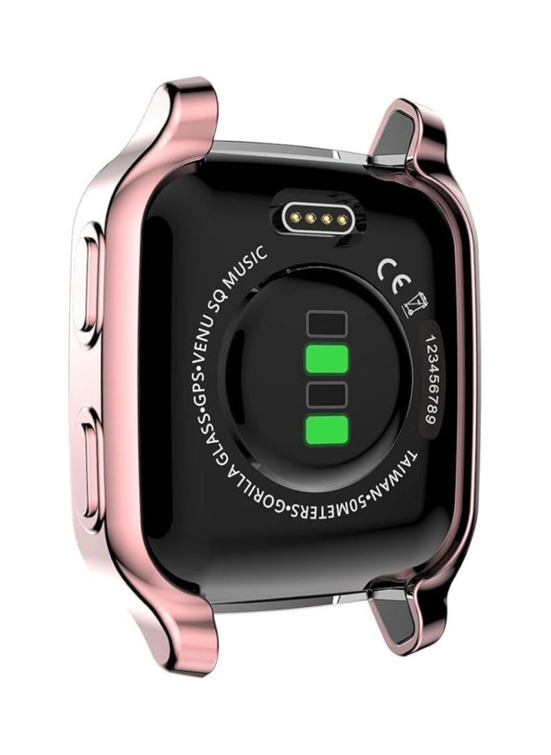 Compatible with Garmin VENO SQUARE MUSIC Waterproof Protective Case Soft TPU Plated All Around Scratch-Proof Screen Protector Cover for Garmin VENO SQUARE MUSIC (Pink)