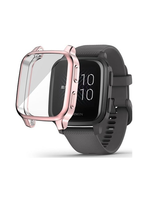 Compatible with Garmin VENO SQUARE MUSIC Waterproof Protective Case Soft TPU Plated All Around Scratch-Proof Screen Protector Cover for Garmin VENO SQUARE MUSIC (Pink)