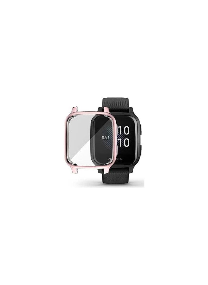 Compatible with Garmin VENO SQUARE MUSIC Waterproof Protective Case Soft TPU Plated All Around Scratch-Proof Screen Protector Cover for Garmin VENO SQUARE MUSIC (Pink)