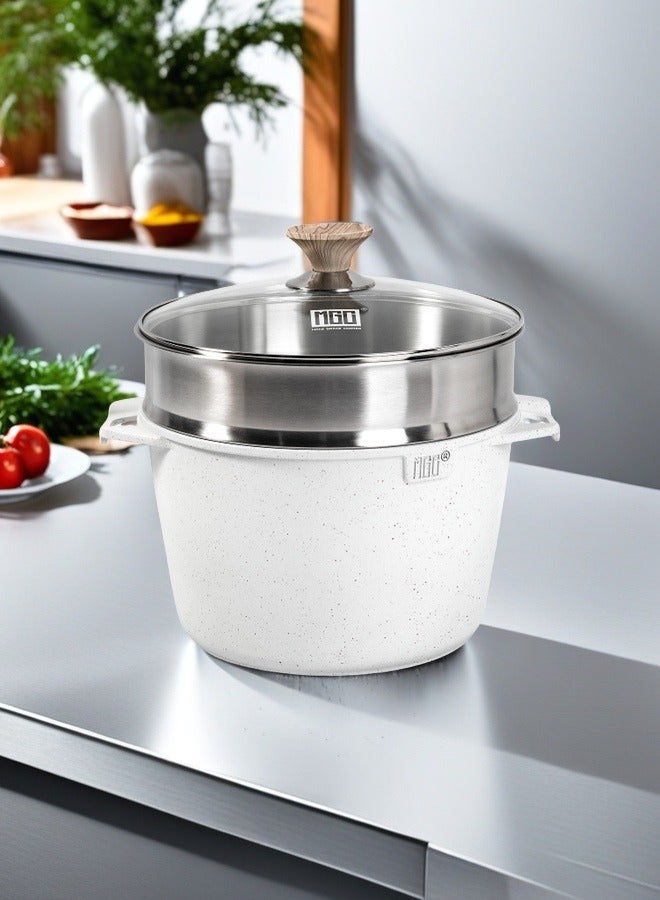 MGC Medical Stone Non-Stick Soup Pot With Stainless Steel Steamer Set Made Of High-Quality Materials, Suitable For A Variety Of Stoves, Even Heat Conduction, Fast Heating, Saving Time.  - Image 3