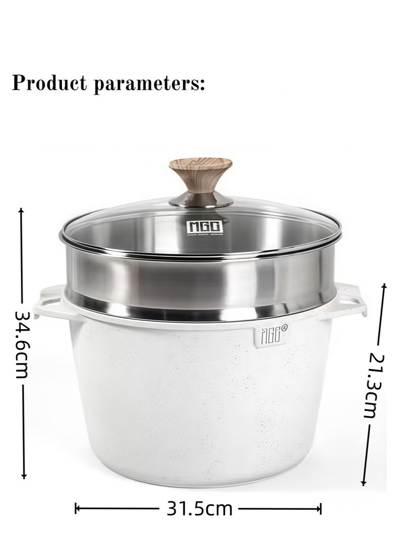 MGC Soup Pot With Stainless Steel Steamer Set Made Of Maifan stone, Suitable For A Variety Of Stoves, Even Heat Conduction, Fast Heating, Saving Time. - Image 2