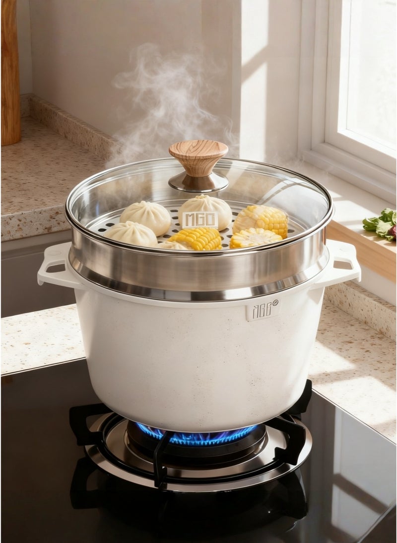 MGC Soup Pot With Stainless Steel Steamer Set Made Of Maifan stone, Suitable For A Variety Of Stoves, Even Heat Conduction, Fast Heating, Saving Time. - Image 3