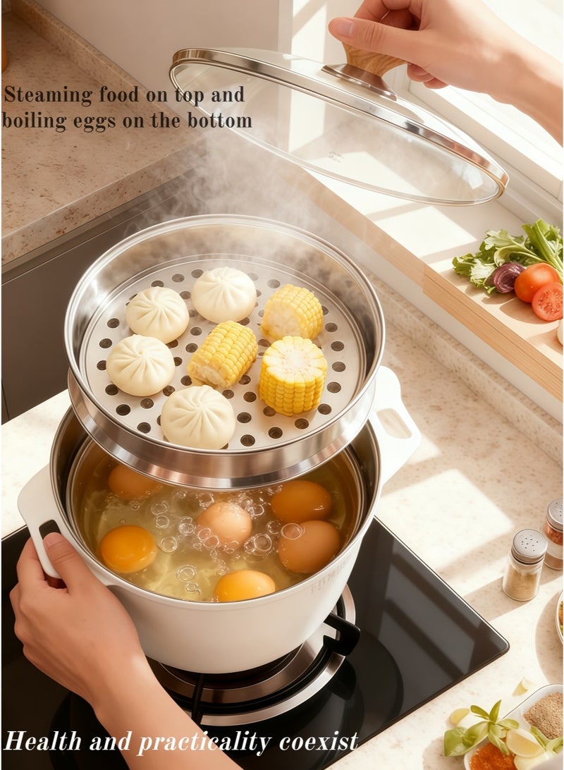 MGC Soup Pot With Stainless Steel Steamer Set Made Of Maifan stone, Suitable For A Variety Of Stoves, Even Heat Conduction, Fast Heating, Saving Time. - Image 5