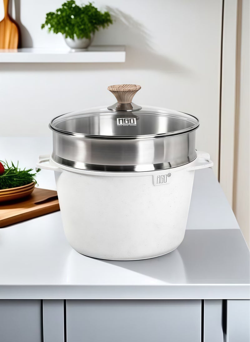 MGC Soup Pot With Stainless Steel Steamer Set Made Of Maifan stone, Suitable For A Variety Of Stoves, Even Heat Conduction, Fast Heating, Saving Time. - Image 1