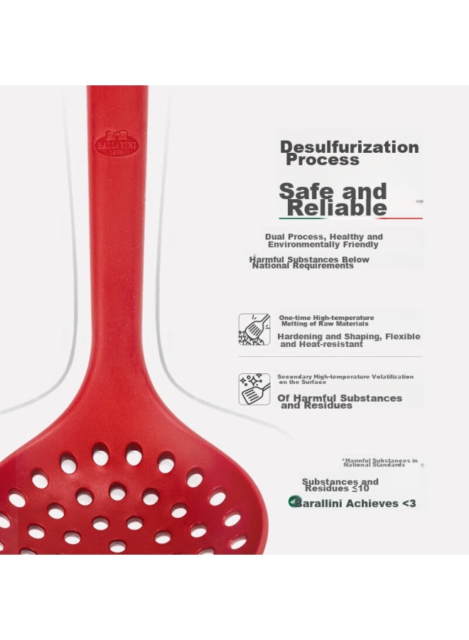 Ballarini Balalini Silicone Strainer, Non-stick Pan Specific Large Strainer, Heat-resistant Household Soup Ladle, Dumpling Skimmer, Noodle Scoop, Red  - Image 1