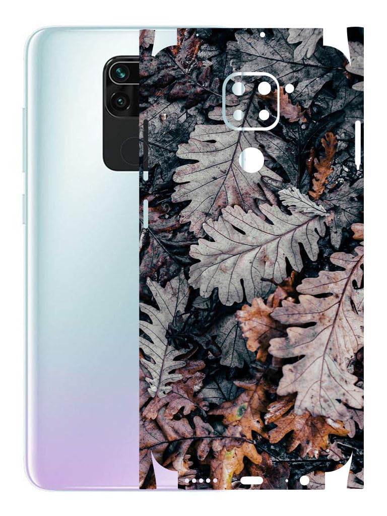 AtOdds ملصق جلد خلفي متوافق مع Redmi Note 9 (تغطية - خلفية + كاميرا + جوانب) (أوراق جافة) - Image 1