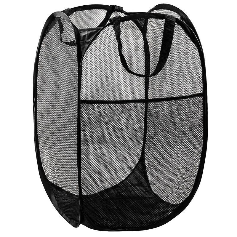 DUCOO Pop Up Hamper, 1 PCS Mesh Pop Up Laundry Hamper, Foldable Mesh Laundry Basket with Space-Saving Design for Home, Dorm, Travel & Storage - Black - Image 1
