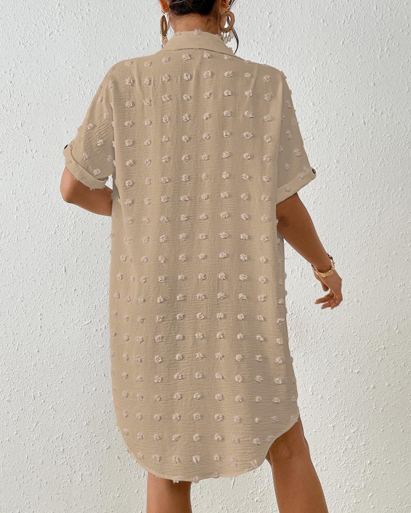 Bsubseach Swimsuit Coverup for Women Swiss Dot Bathing Suit Swimwear Button Down Beach Shirt Cover Up Resort Wear Light Khaki M - Image 5