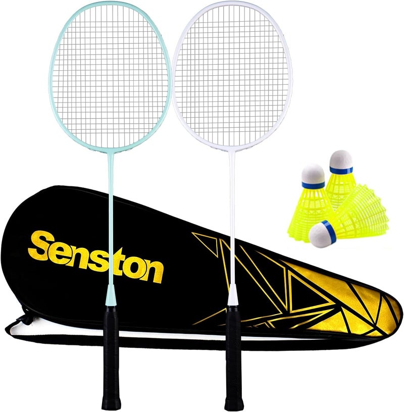 Senston Professional Badminton Rackets Set of 4 - Carbon Fiber, 6 Shuttlecocks, 4 Grips & Bag for Backyard Games | 90g Lightweight - Image 1