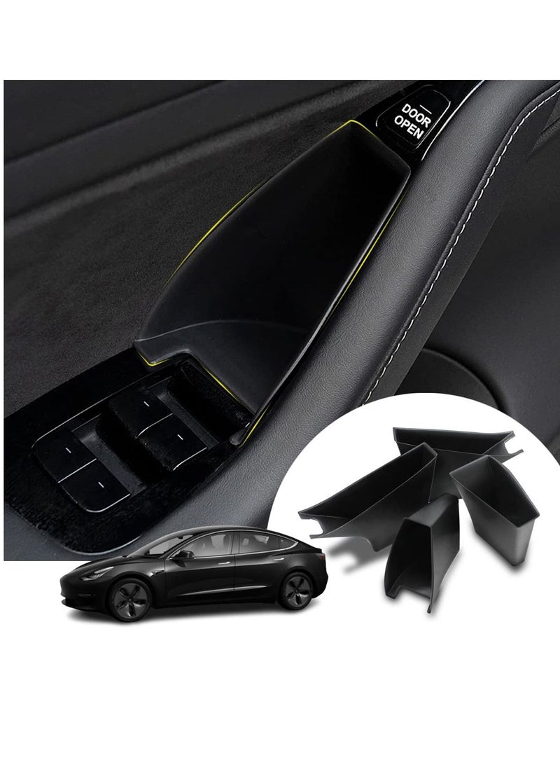 SYOSI for Tesla Door Side Handle Storage Box Car Door Handle Pocket Armrest ABS Tray Organizer Insert for Tesla Model 3 Model Y accessories 2016-2022 (4PCS Combined) - Image 1