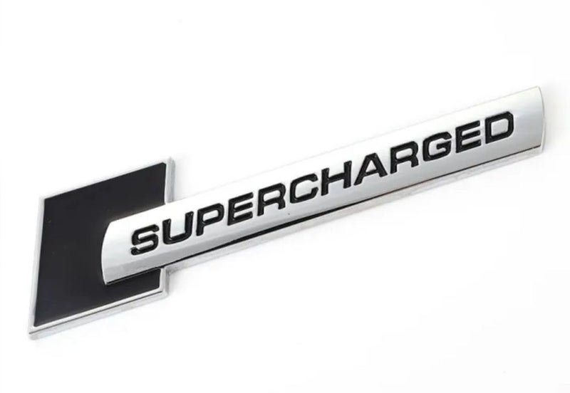 AUTO MT Supercharged 3D Chrome Black Logo 10 x 2.6cm Car Bike Metal Emblem 3D Badge Auto Racing Sport Sticker Grand Tourer Decal - Image 1
