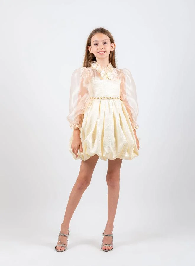 فيا بامبينو Lovely Gold Girls Dress 8416