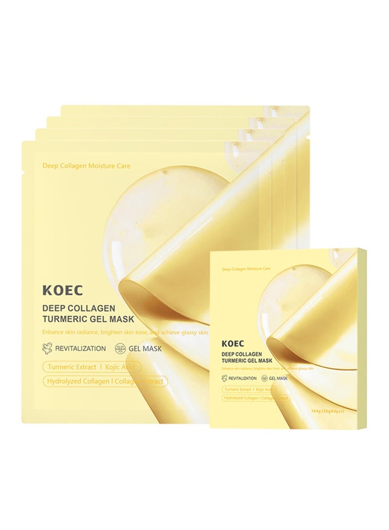 KOEC Deep Collagen Kojic Acid Turmeric Brightening Gel Mask for Glass Glow Skin- Elasticity, Hydrating, Firming and Moisturizing，4pcs - Image 1