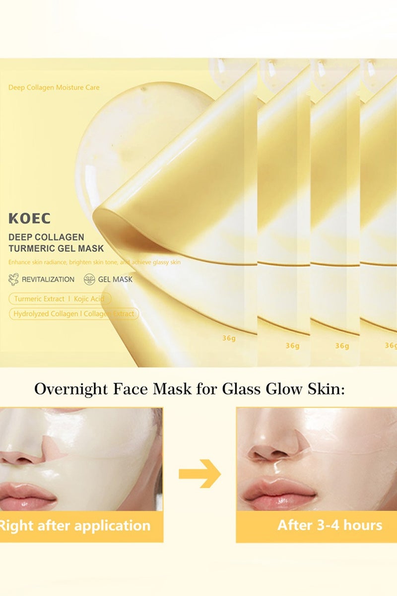 KOEC Deep Collagen Kojic Acid Turmeric Brightening Gel Mask for Glass Glow Skin- Elasticity, Hydrating, Firming and Moisturizing，4pcs - Image 3