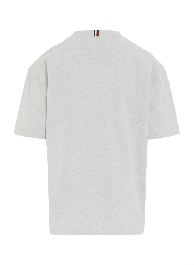 TOMMY HILFIGER Boys' Hilfiger Monotype Stripe Regular Fit T-Shirt -  Pure cotton, Grey