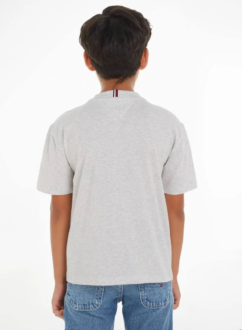 TOMMY HILFIGER Boys' Hilfiger Monotype Stripe Regular Fit T-Shirt -  Pure cotton, Grey