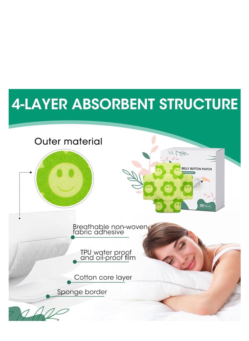 Generic - 20Pcs Castor Oil Pack Wrap for Belly Button, Disposable Castor Oil in Belly Button for Liver Detox, Highly Absorbent Self-Adhesive Castor Oil Wrap Organic Cotton, Anti-Seepage, No Wash, Easy to Use - Image 1