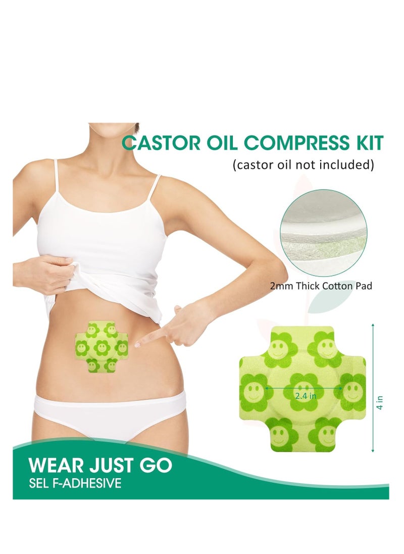 Generic - 20Pcs Castor Oil Pack Wrap for Belly Button, Disposable Castor Oil in Belly Button for Liver Detox, Highly Absorbent Self-Adhesive Castor Oil Wrap Organic Cotton, Anti-Seepage, No Wash, Easy to Use - Image 1