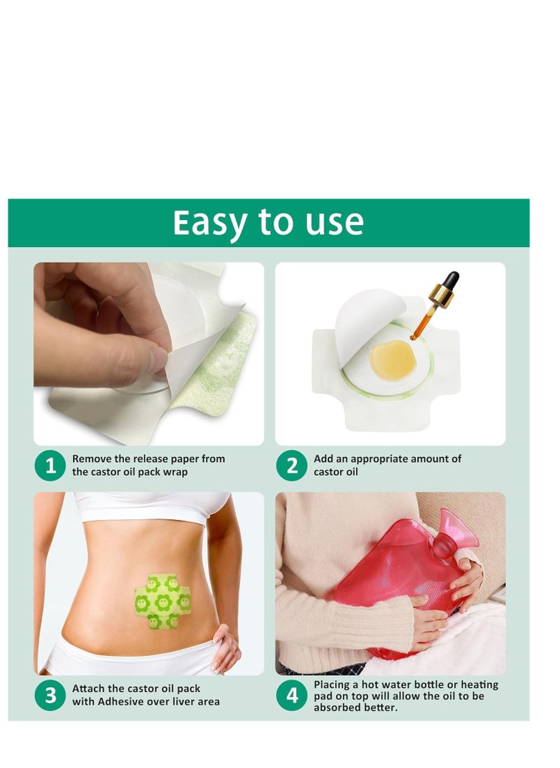 Generic - 20Pcs Castor Oil Pack Wrap for Belly Button, Disposable Castor Oil in Belly Button for Liver Detox, Highly Absorbent Self-Adhesive Castor Oil Wrap Organic Cotton, Anti-Seepage, No Wash, Easy to Use - Image 1
