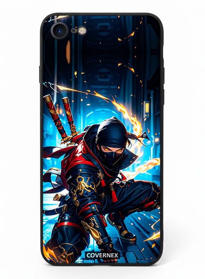 Covernex Apple iPhone SE 2020/2022 Protective Case Cover Printed Featuring Katana Warrior Cyber Ninja Action Illustration - Image 2
