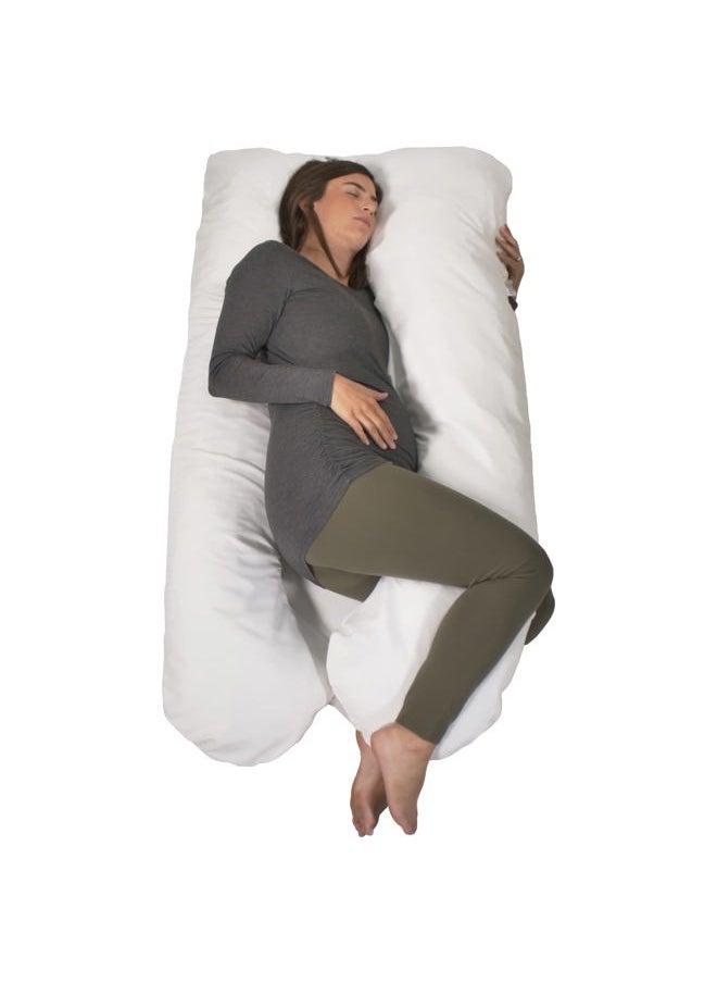 Contours - Soulmate Cooling Pregnancy Body Pillow for Adults with Moisture Wicking U-Shaped Design for Side Sleeping, Maternity and Breastfeeding Support, Lounger for Back, Hip, Leg & Belly Pain - White - Image 1