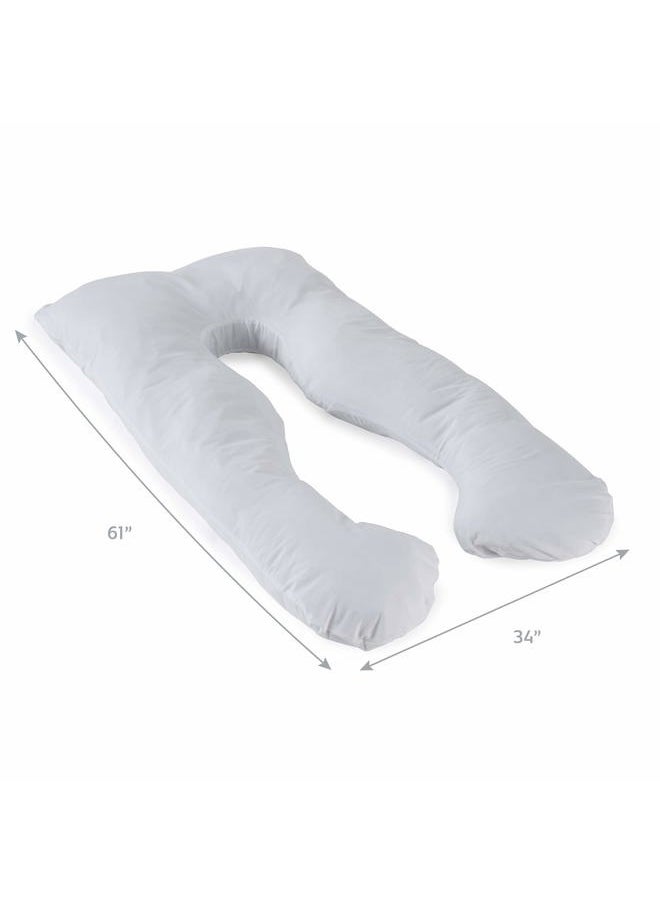 Contours - Soulmate Cooling Pregnancy Body Pillow for Adults with Moisture Wicking U-Shaped Design for Side Sleeping, Maternity and Breastfeeding Support, Lounger for Back, Hip, Leg & Belly Pain - White - Image 1