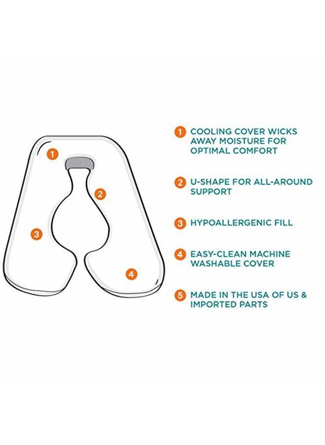 Contours - Soulmate Cooling Pregnancy Body Pillow for Adults with Moisture Wicking U-Shaped Design for Side Sleeping, Maternity and Breastfeeding Support, Lounger for Back, Hip, Leg & Belly Pain - White - Image 1