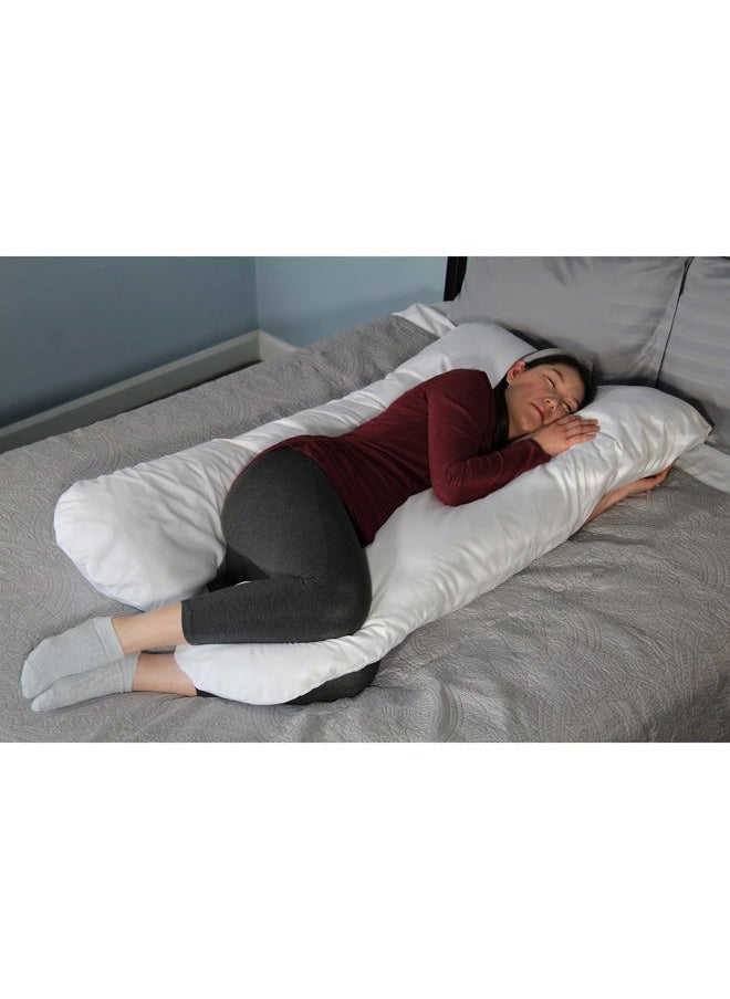 Contours - Soulmate Cooling Pregnancy Body Pillow for Adults with Moisture Wicking U-Shaped Design for Side Sleeping, Maternity and Breastfeeding Support, Lounger for Back, Hip, Leg & Belly Pain - White - Image 1