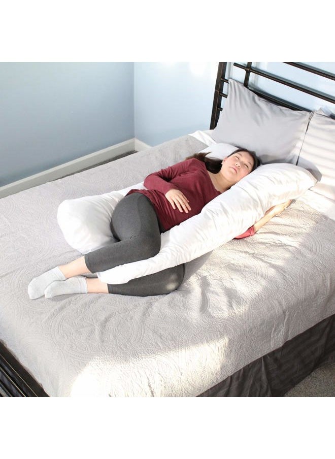 Contours - Soulmate Cooling Pregnancy Body Pillow for Adults with Moisture Wicking U-Shaped Design for Side Sleeping, Maternity and Breastfeeding Support, Lounger for Back, Hip, Leg & Belly Pain - White - Image 1