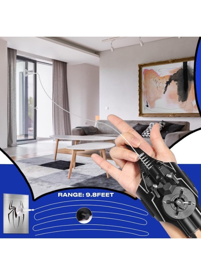 YOUWE7 Upgraded Spider Web Shooters for Kids, Web Launcher String Shooters Toy Real Spider Silk [9.5ft Range], Cool Gadgets for Halloween Kids Superhero Role-Playing, New Evil DarkBlack - Image 4