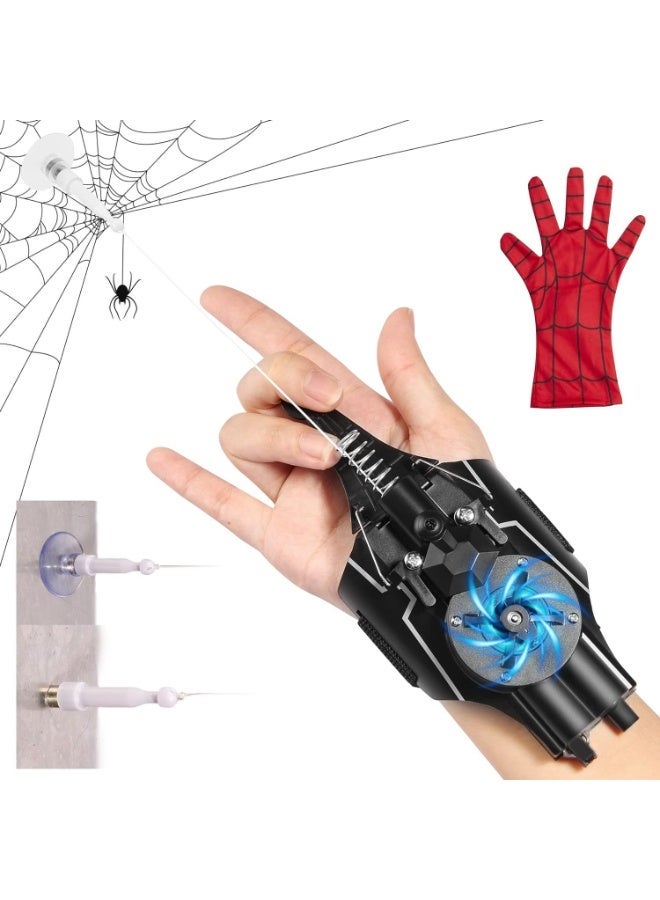 YOUWE7 Upgraded Spider Web Shooters for Kids, Web Launcher String Shooters Toy Real Spider Silk [9.5ft Range], Cool Gadgets for Halloween Kids Superhero Role-Playing, New Evil DarkBlack - Image 1